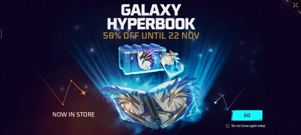 Get Galaxy Hyperbook In Free Fire Max With Flat 50%Off