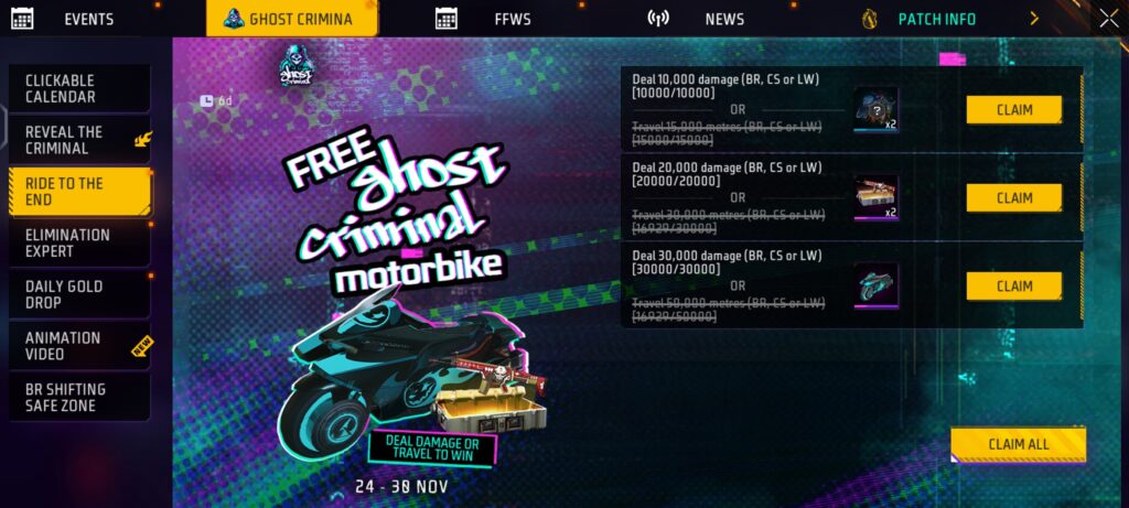Get Free Ghost Criminal Motorcycle In Free Fire