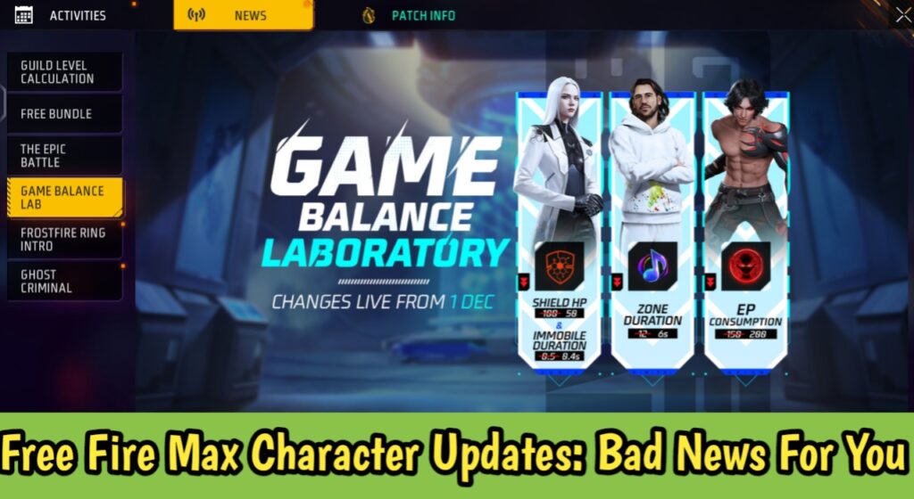 Free Fire Max Character Updates: Bad News For Sonia And Dimitri Users
