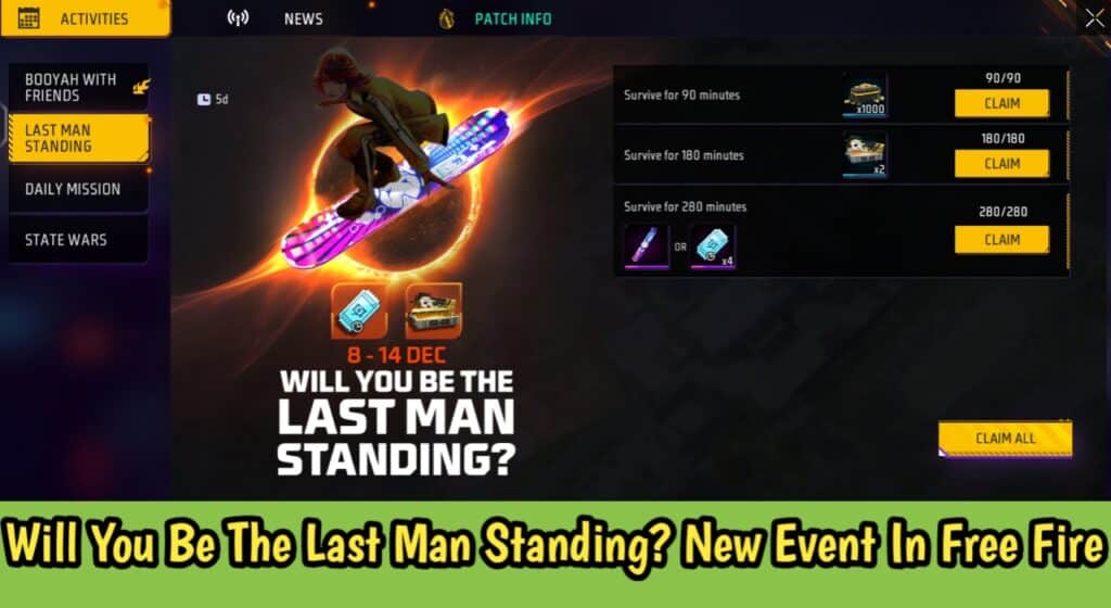 Will You Be The Last Man Standing? If So, You Can Get Free Skyboard In Free Fire Max