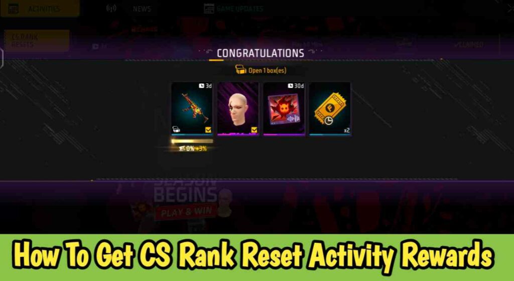 How To Get CS Rank Reset Activity Rewards In Free Fire 