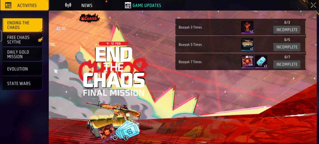 End Of The Chaos Final Mission: New Activity Event In Free Fire